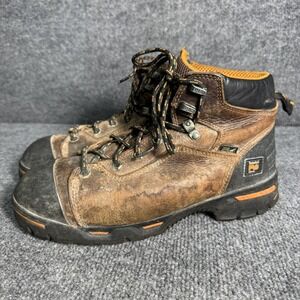 Timberland Pro Mens Size 10.5 Brown Leather Steel Toe Work Boots Lace Up